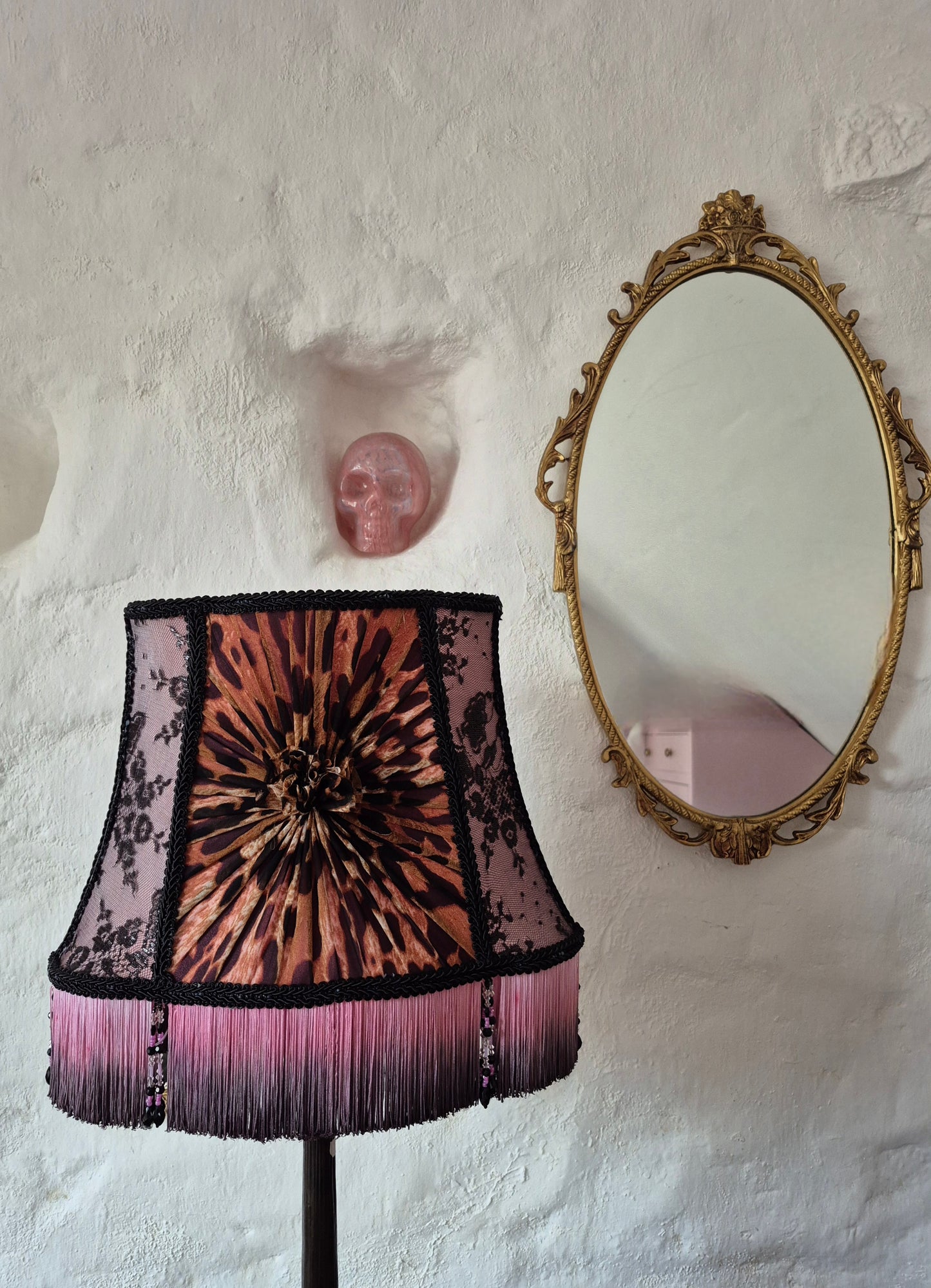 Molly. Vintage iron lamp with custom matched hand stitched shade