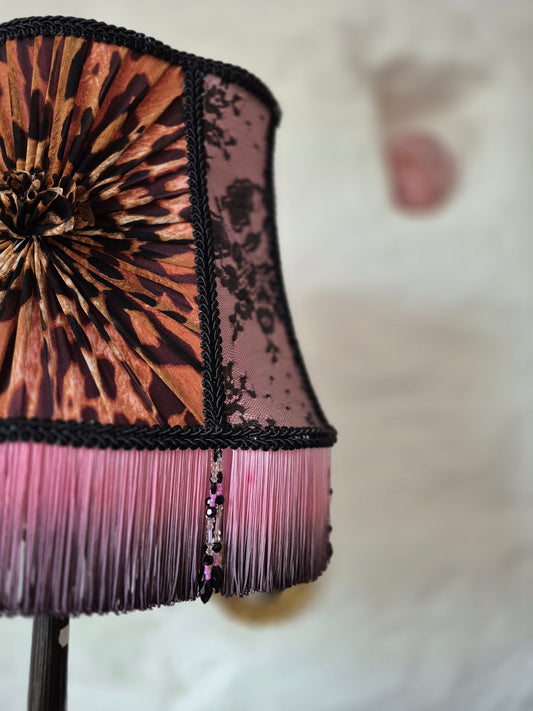 Molly. Vintage iron lamp with custom matched hand stitched shade