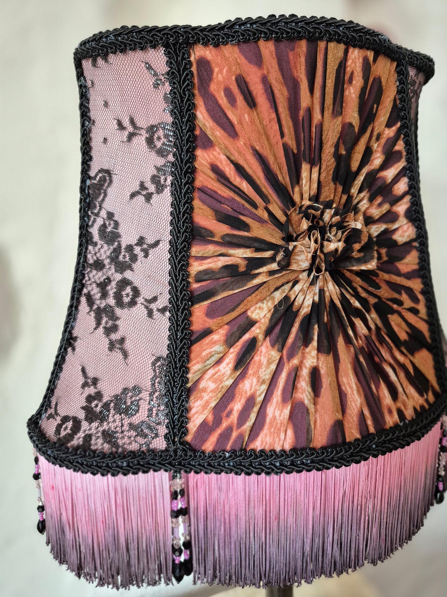 Molly. Vintage iron lamp with custom matched hand stitched shade