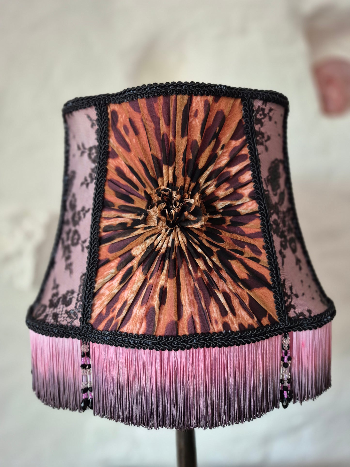Molly. Vintage iron lamp with custom matched hand stitched shade
