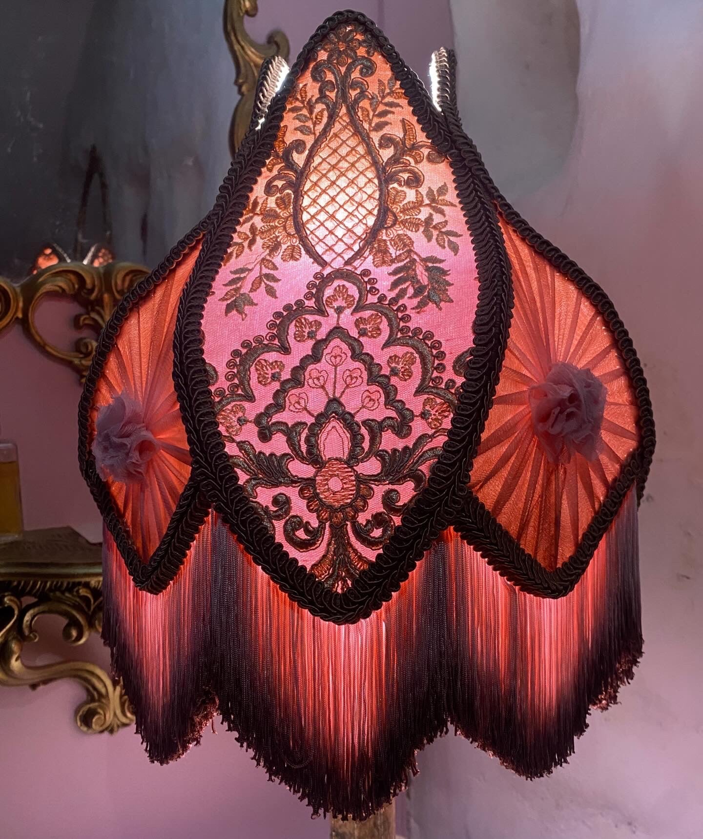 Lyra: silk, chiffon and lace handcrafted lampshade