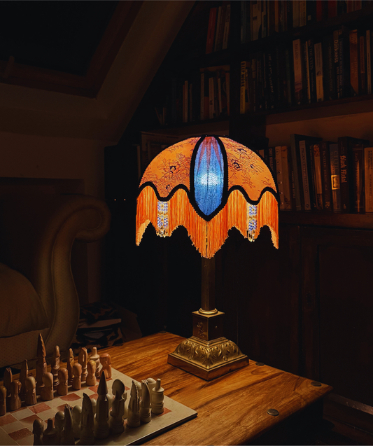 Coral & Blue drawing room shade